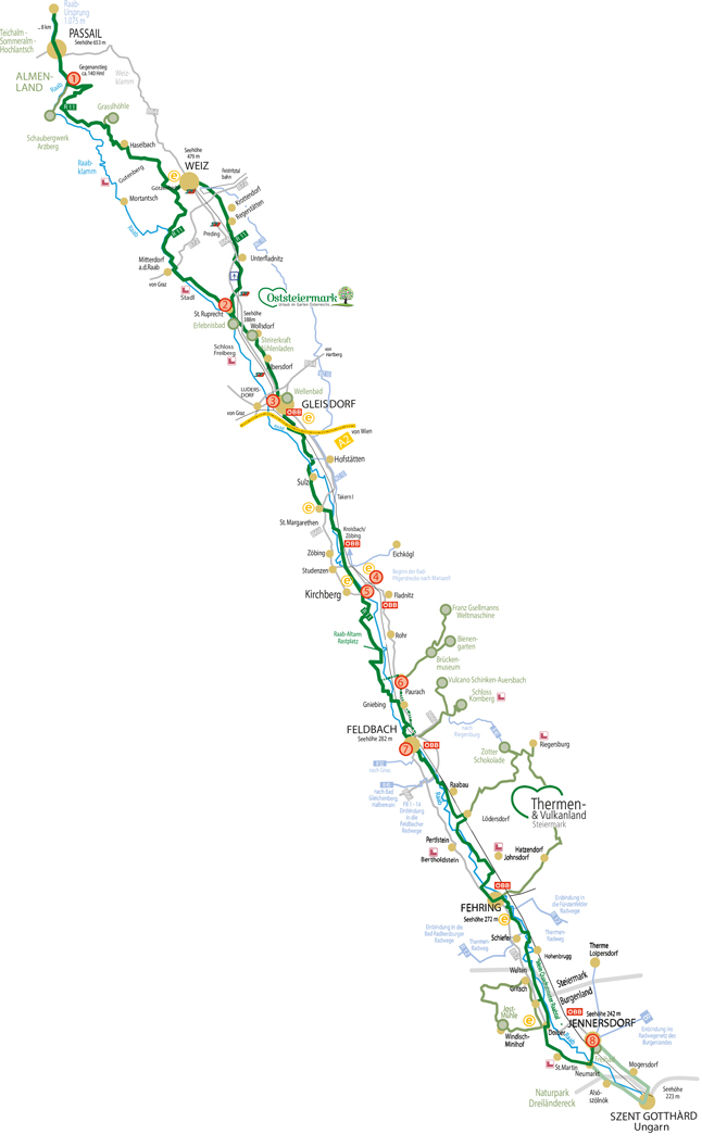 Karte R11 Raabtal Radweg